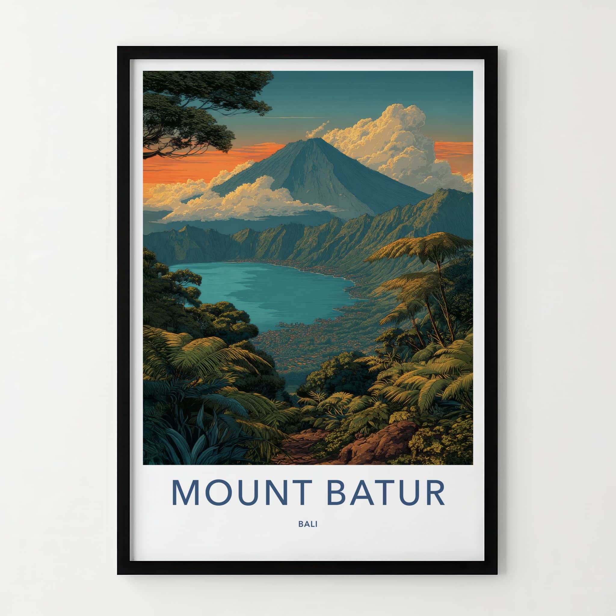 Mount Batur Poster - Indonesia Volcanic Lake Home Decor