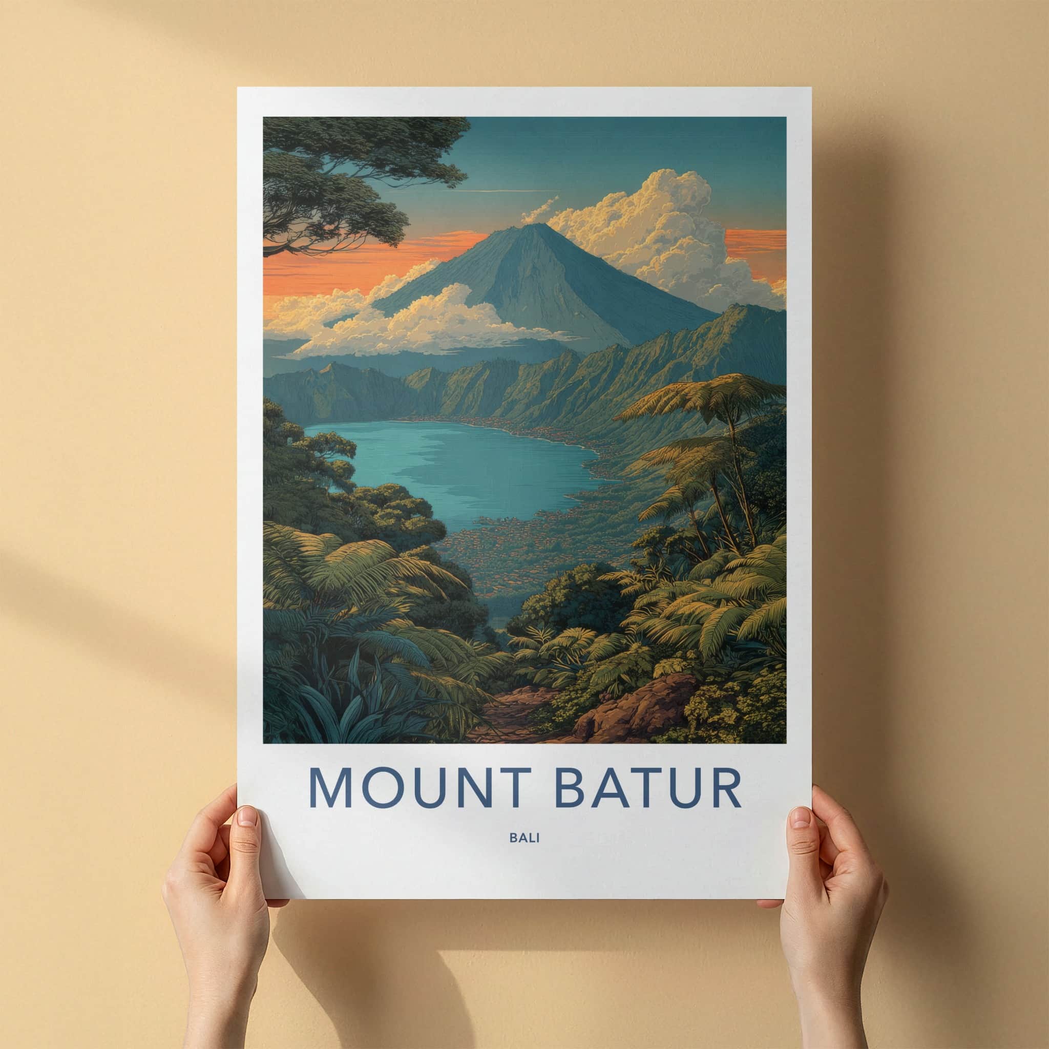 Mount Batur Poster - Indonesia Volcanic Lake Home Decor