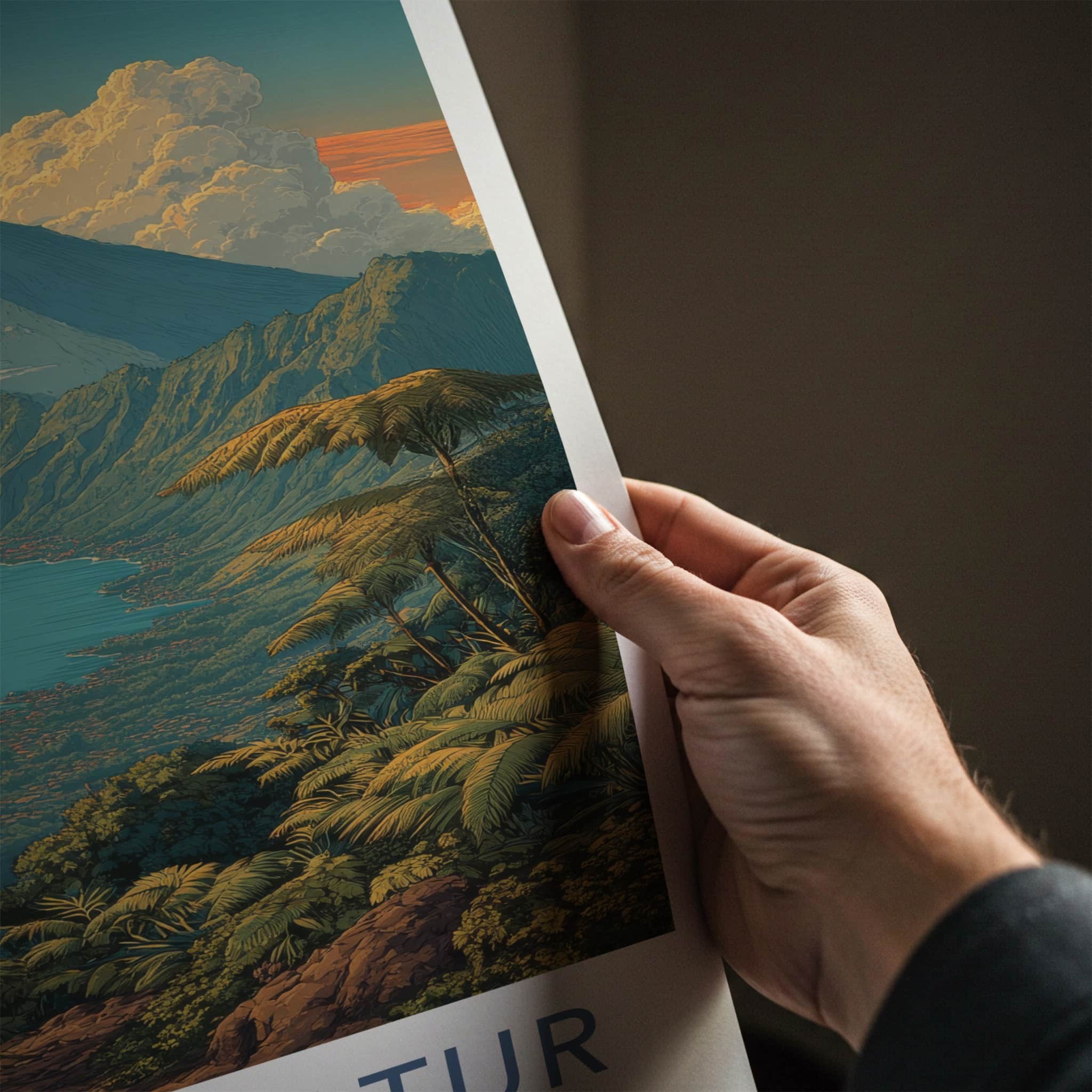 Mount Batur Poster - Indonesia Volcanic Lake Home Decor