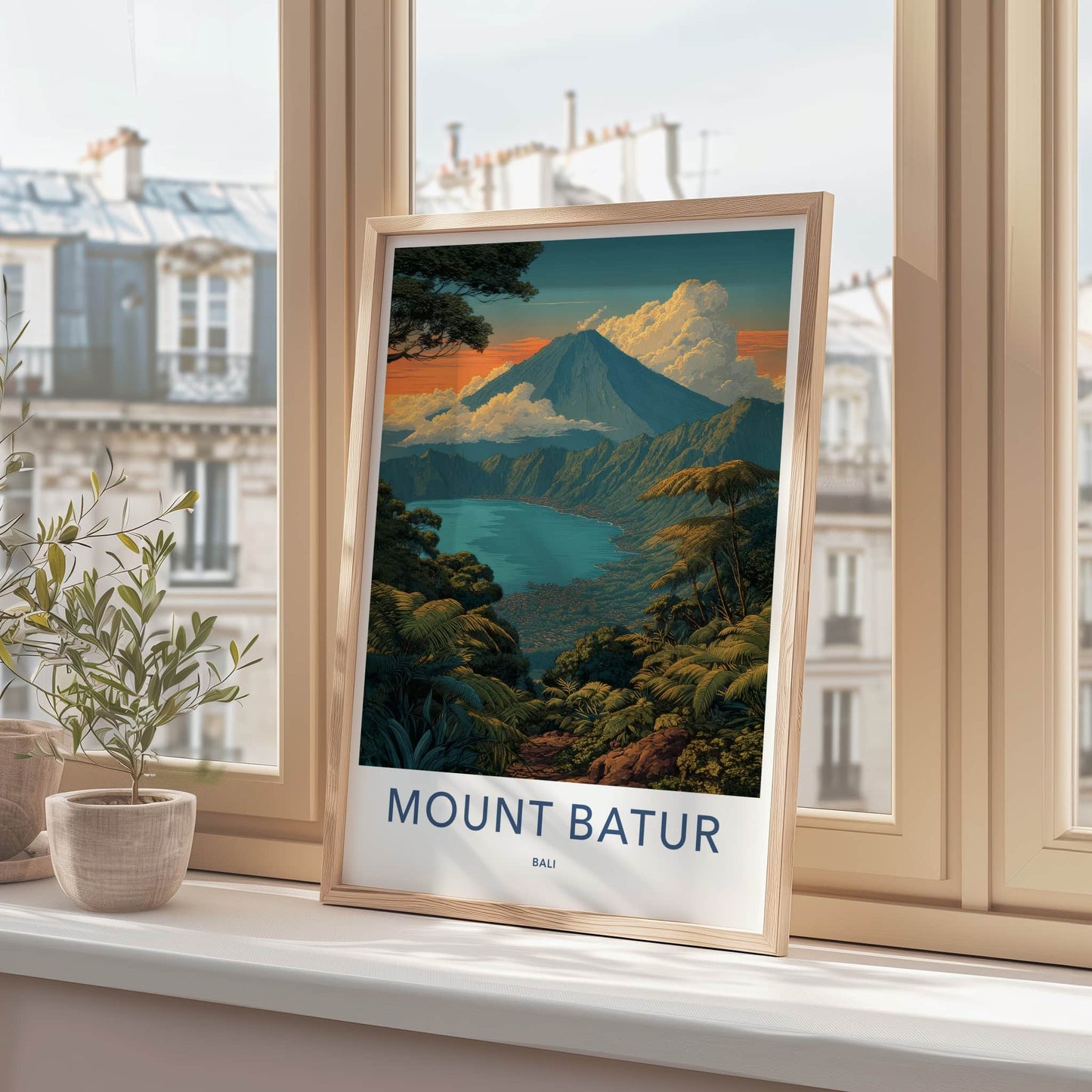 Mount Batur Poster - Indonesia Volcanic Lake Home Decor