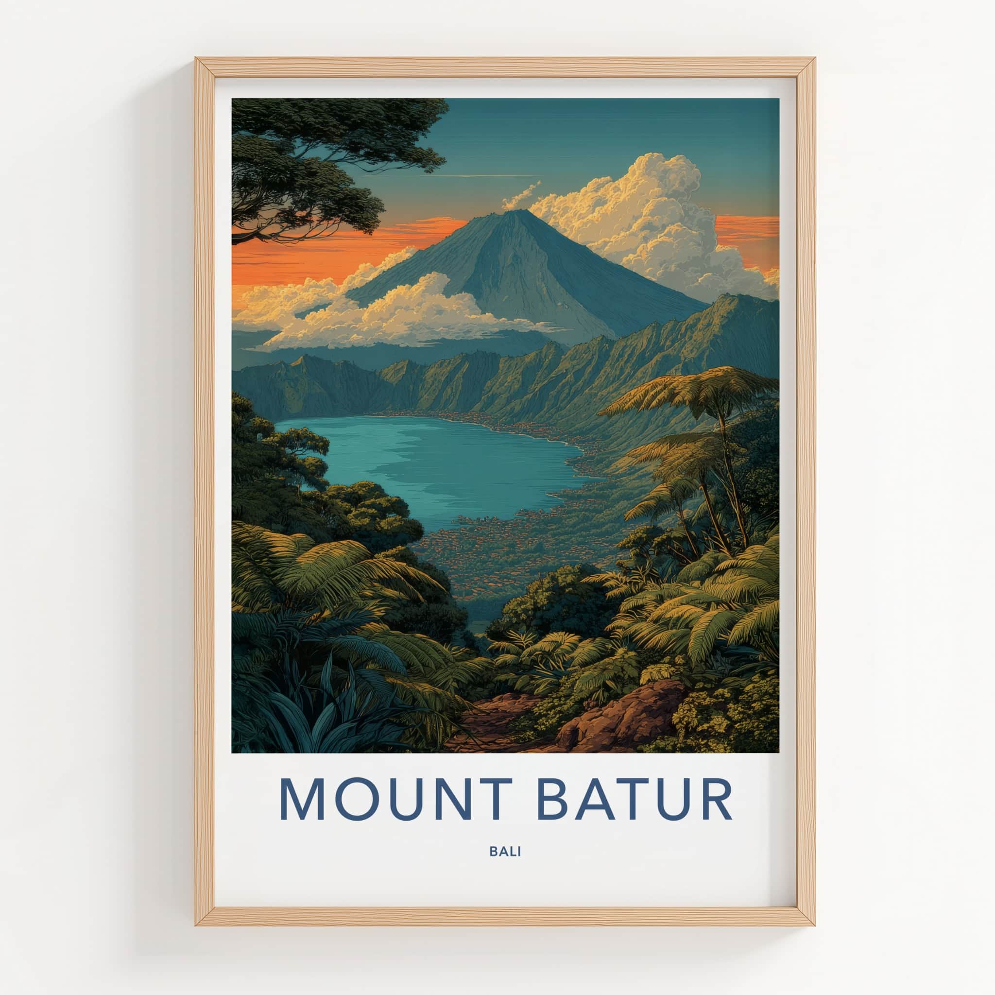 Mount Batur Poster - Indonesia Volcanic Lake Home Decor