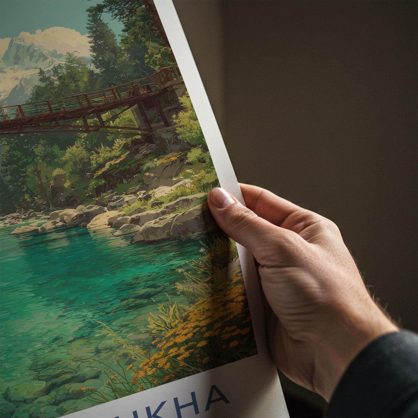 Mount Belukha Poster - Russia Framed Print - Alpine River Bridge Framed Decor