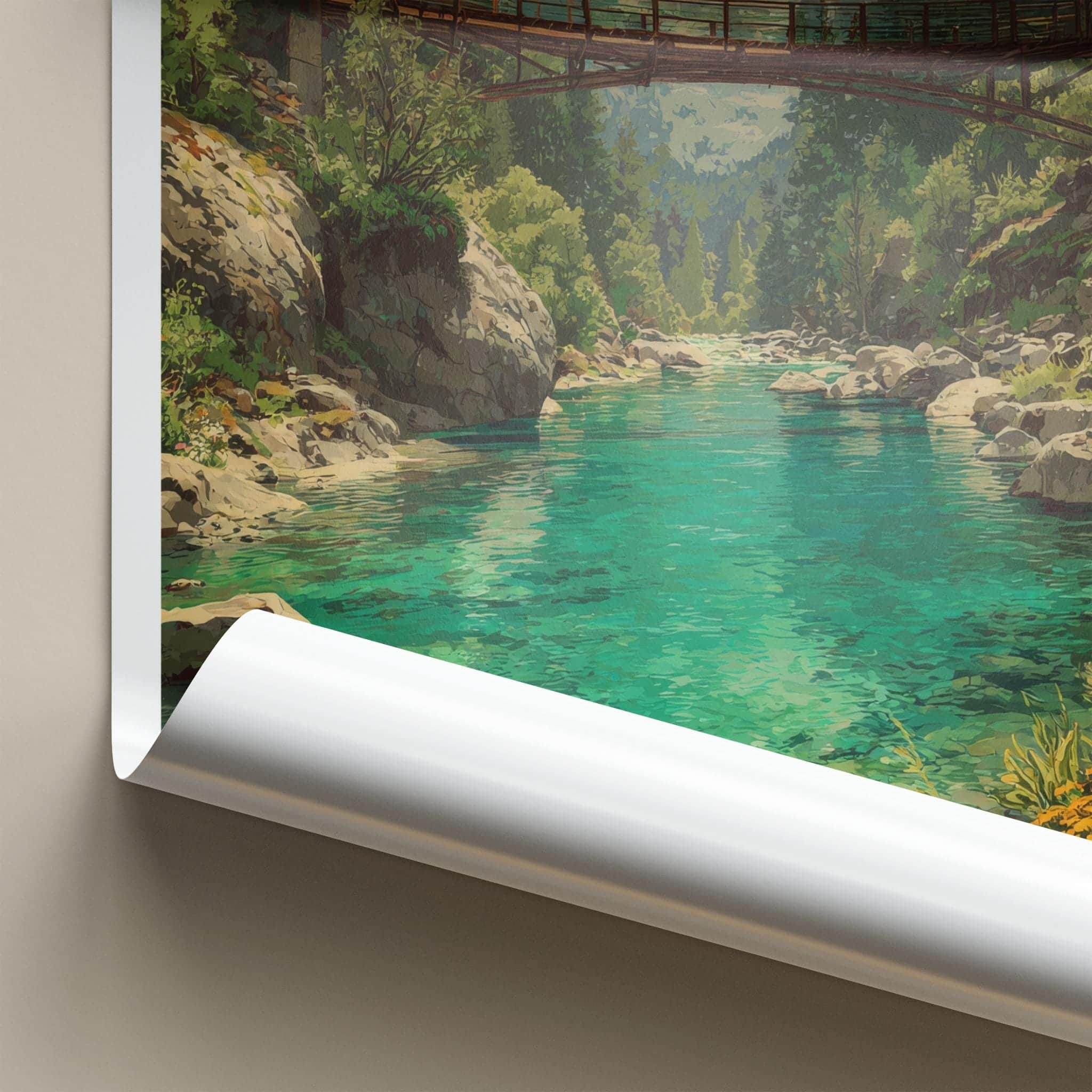 Mount Belukha Poster - Russia Framed Print - Alpine River Bridge Framed Decor