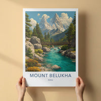 Mount Belukha Poster - Russia Travel Art - River Bridge Gallery Art