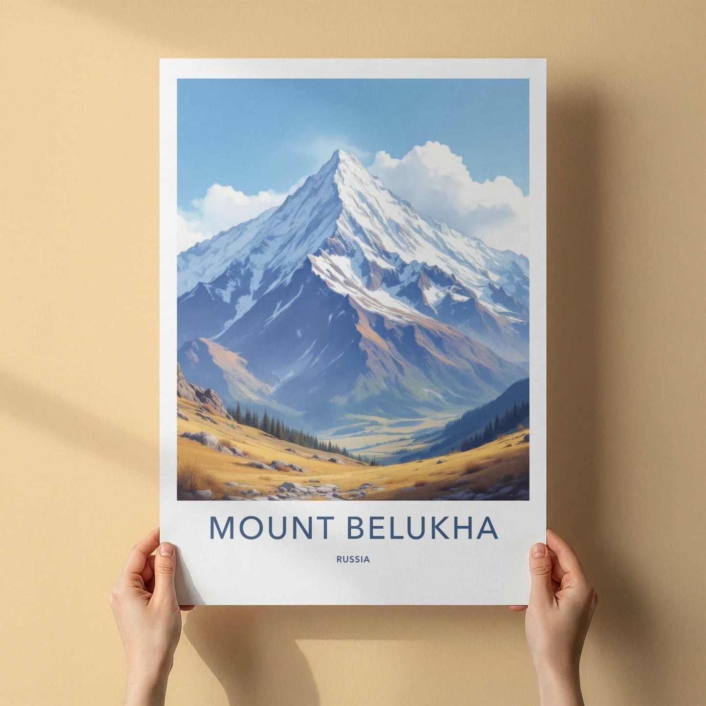 Mount Belukha Poster - Russia Wall Art - Majestic Snowy Peak Home Decor