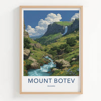 Mount Botev Poster - Bulgaria Travel Art - Green Valley Waterfall Home Decor