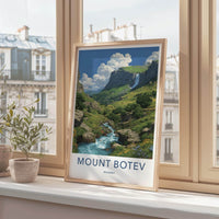 Mount Botev Poster - Bulgaria Travel Art - Green Valley Waterfall Home Decor