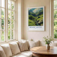 Mount Botev Poster - Bulgaria Travel Art - Lush Green Waterfall Home Decor