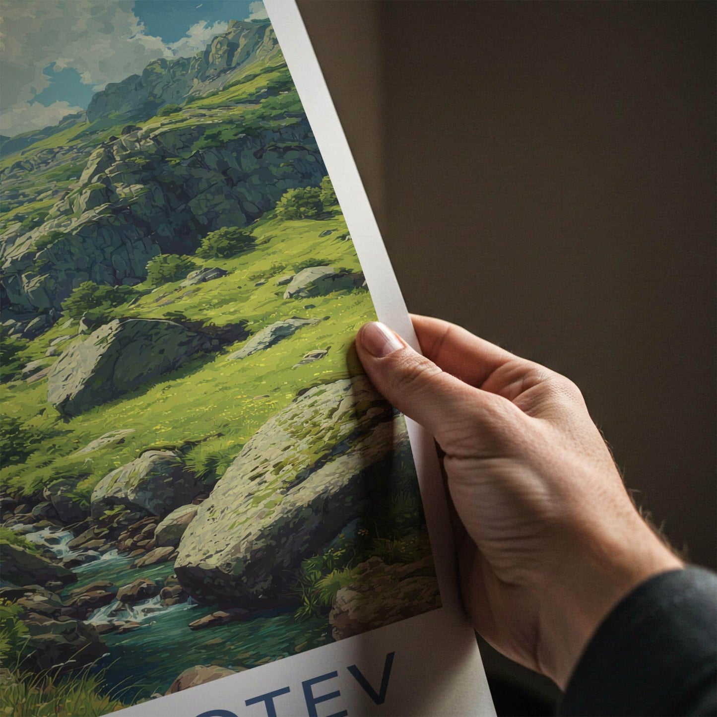 Mount Botev Poster - Bulgaria Travel Art - Lush Green Waterfall Home Decor