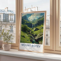 Mount Botev Poster - Bulgaria Travel Art - Lush Green Waterfall Home Decor
