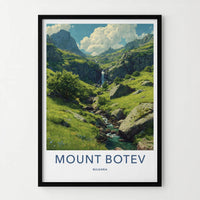 Mount Botev Poster - Bulgaria Travel Art - Lush Green Waterfall Home Decor