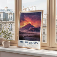 Mount Bromo Poster - Indonesia Travel Art - Fiery Sky Volcano Home Decor