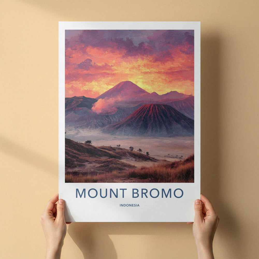 Mount Bromo Poster - Indonesia Travel Art - Fiery Volcanic Peaks Home Decor
