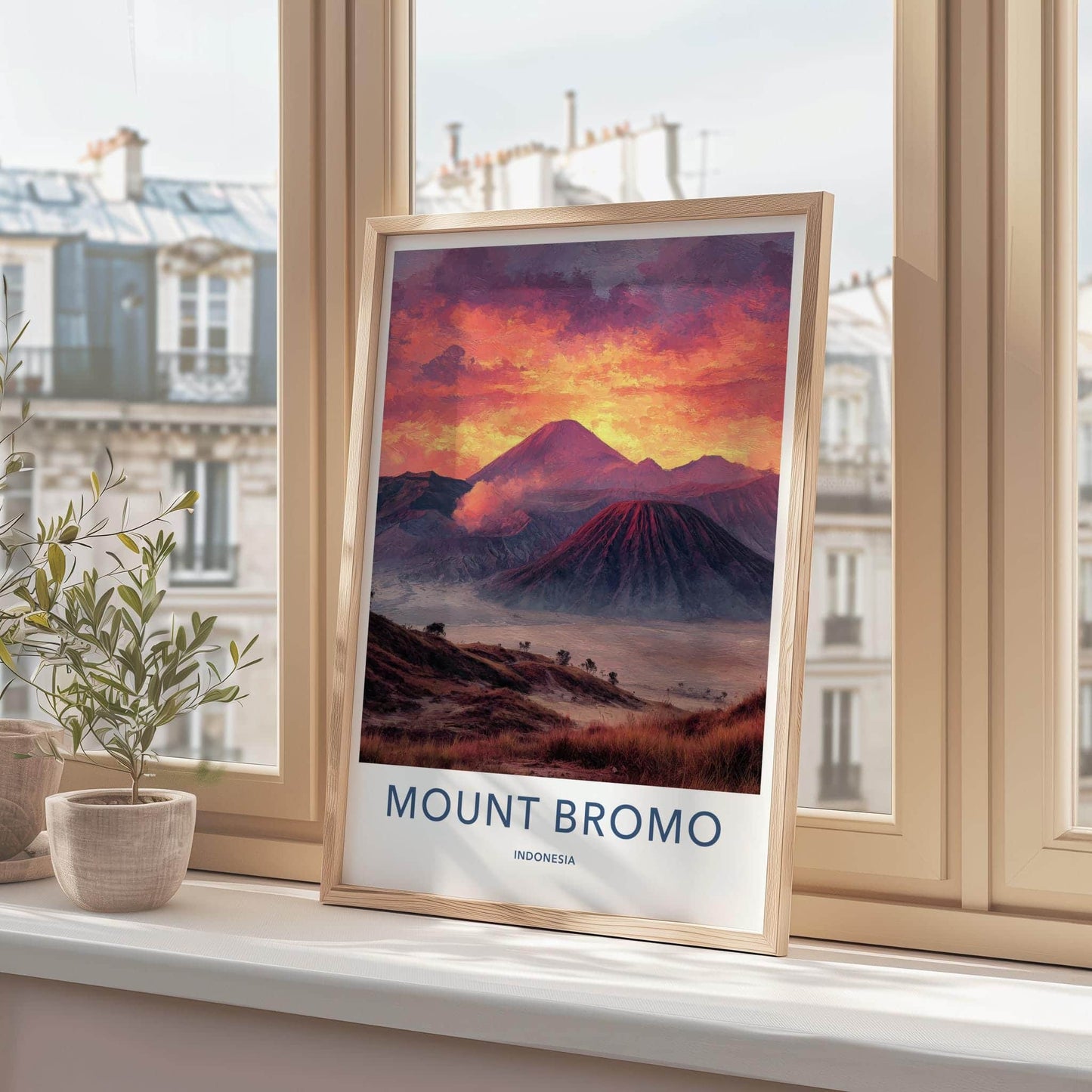 Mount Bromo Poster - Indonesia Travel Art - Fiery Volcanic Peaks Home Decor