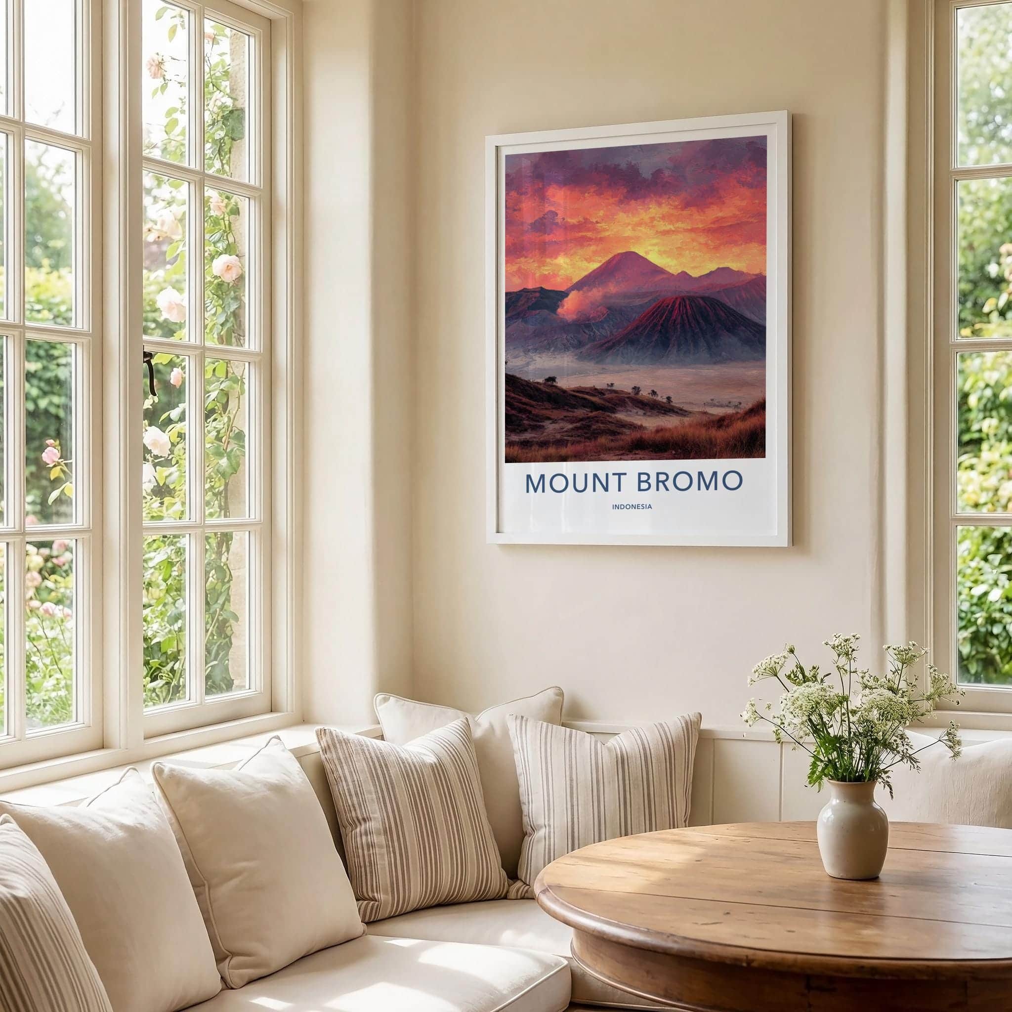 Mount Bromo Poster - Indonesia Travel Art - Fiery Volcanic Peaks Home Decor