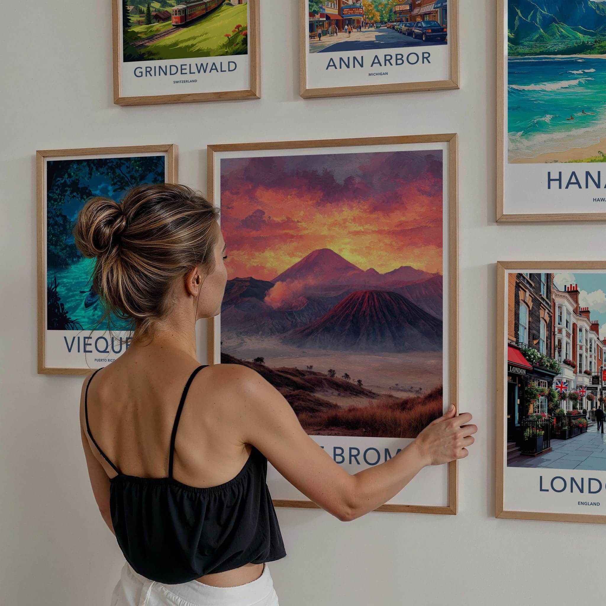 Mount Bromo Poster - Indonesia Travel Art - Fiery Volcanic Peaks Home Decor