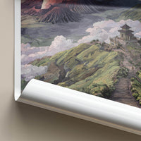 Mount Bromo Poster - Indonesia Travel Art - Smoking Volcano Temple Home Decor