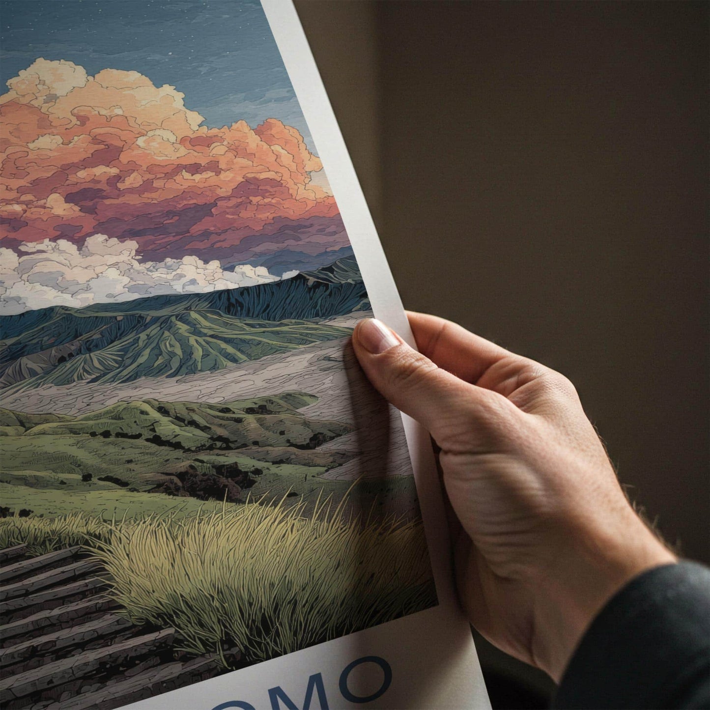 Mount Bromo Poster - Indonesia Travel Art - Volcanic Steps Temple Home Decor
