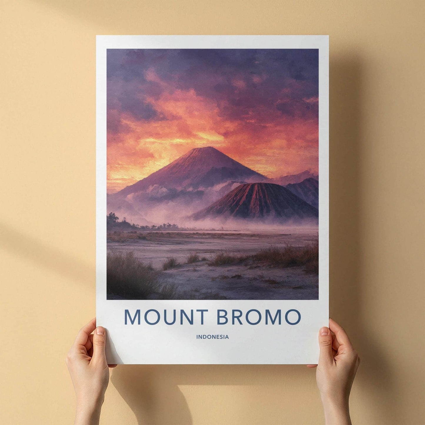 Mount Bromo Poster - Indonesia Travel Art - Volcanic Sunset Vista Home Decor