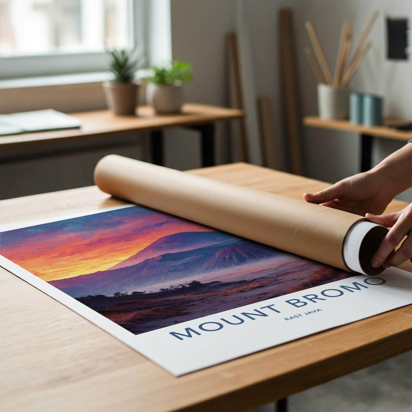 Mount Bromo Poster - Indonesia Travel Print - Colorful Volcanic Landscape Gallery Art