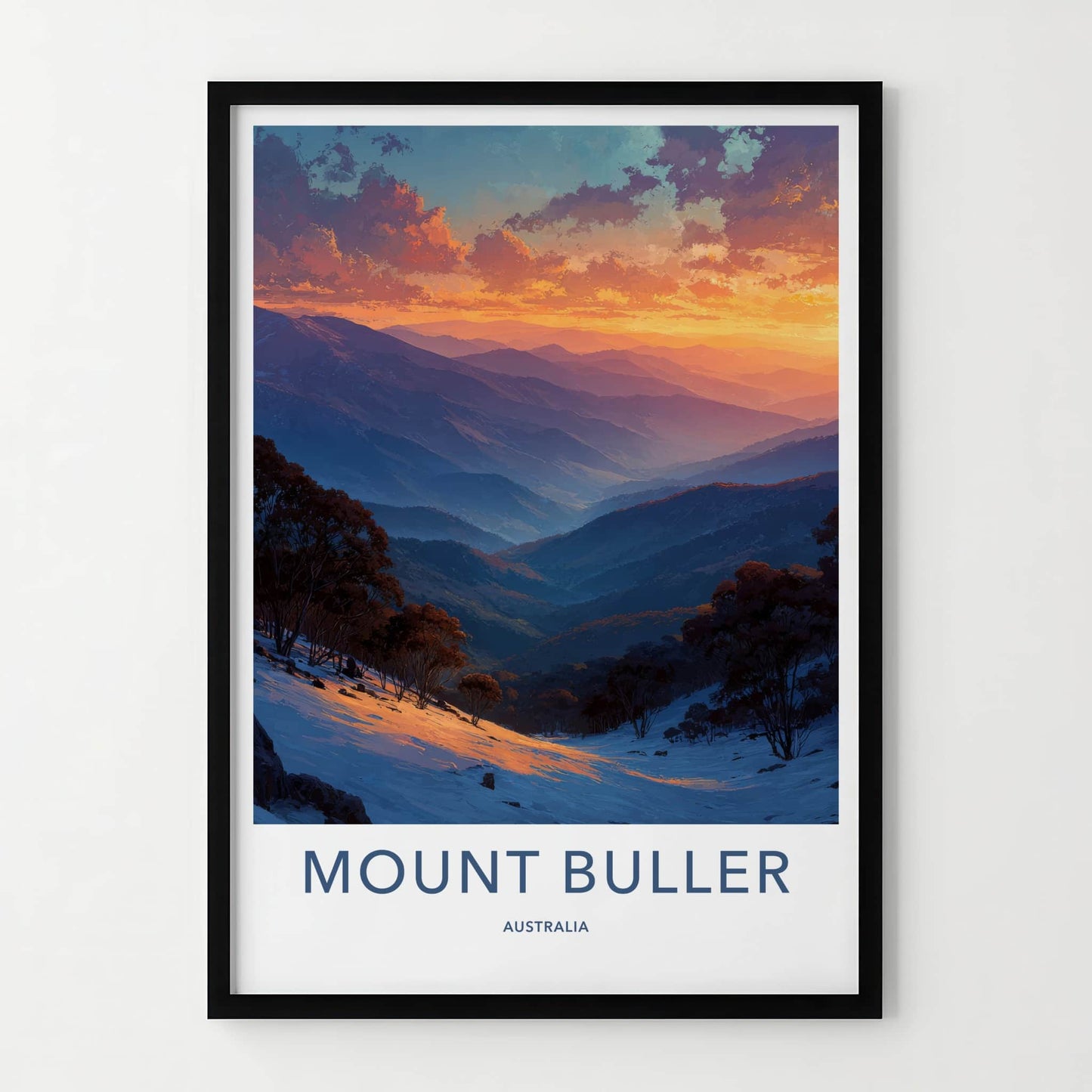 Mount Buller Poster - Australia Travel Art - Snowy Mountain Valley Home Decor