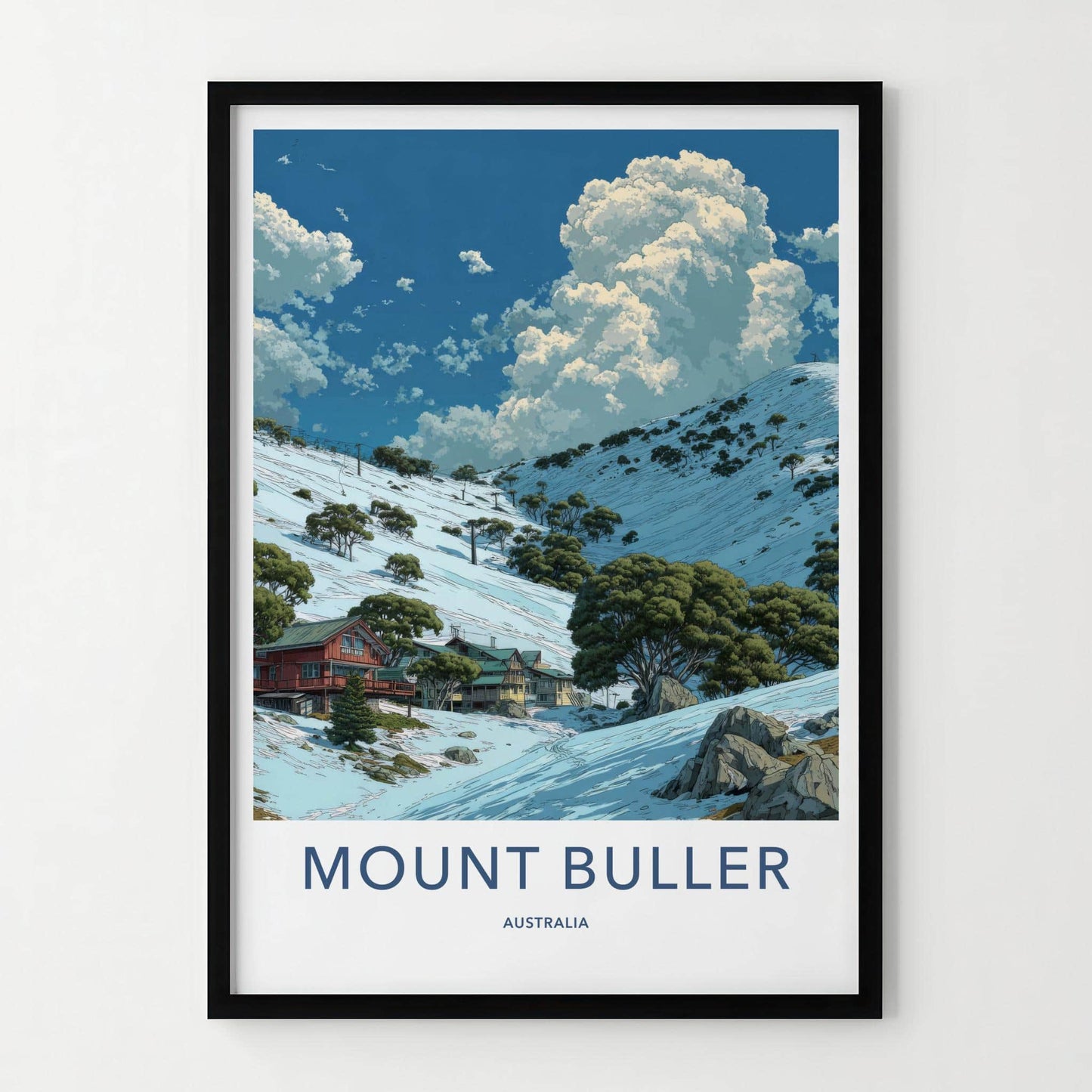 Mount Buller Poster - Australia Travel Art - Snowy Mountain Village Home Decor