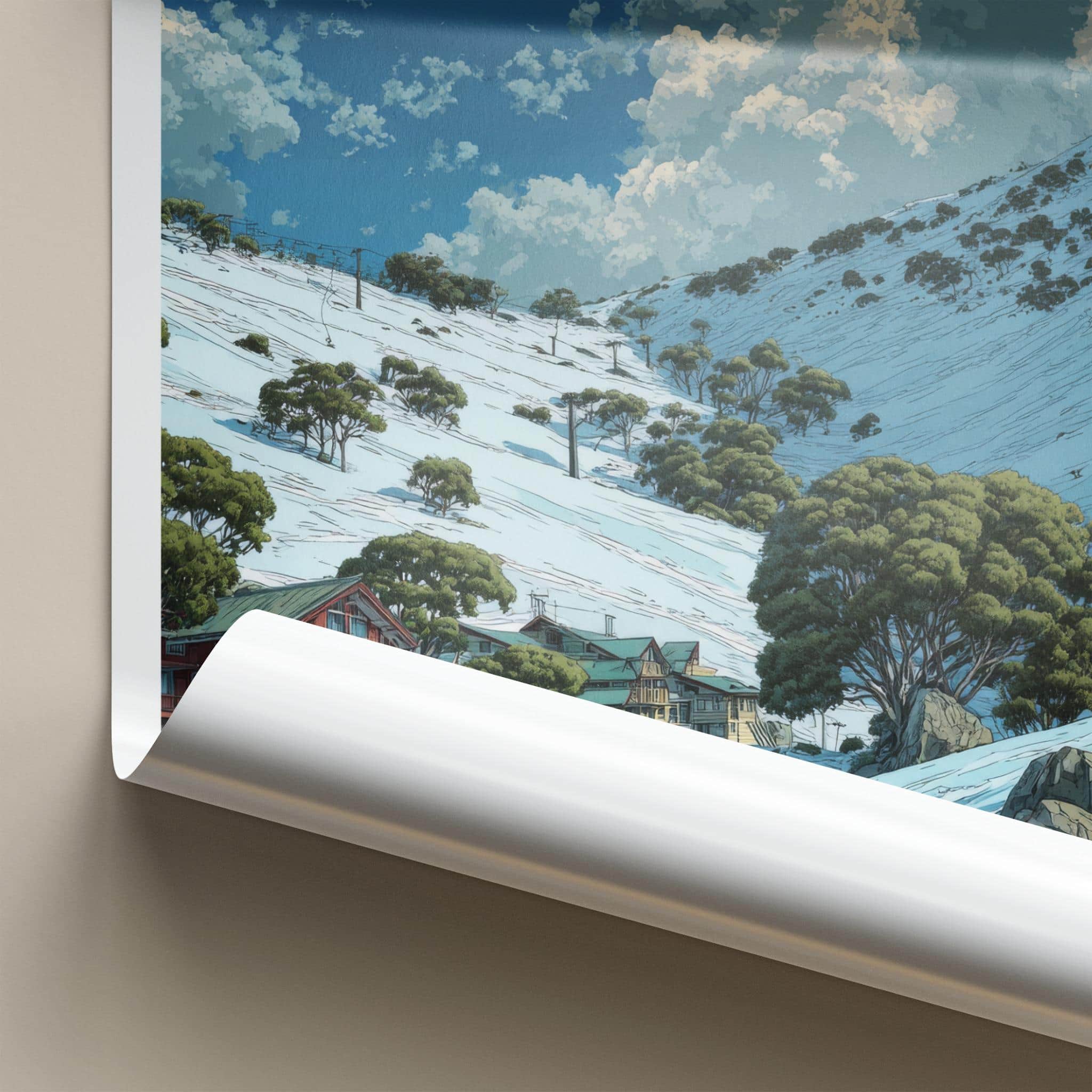 Mount Buller Poster - Australia Travel Art - Snowy Mountain Village Home Decor