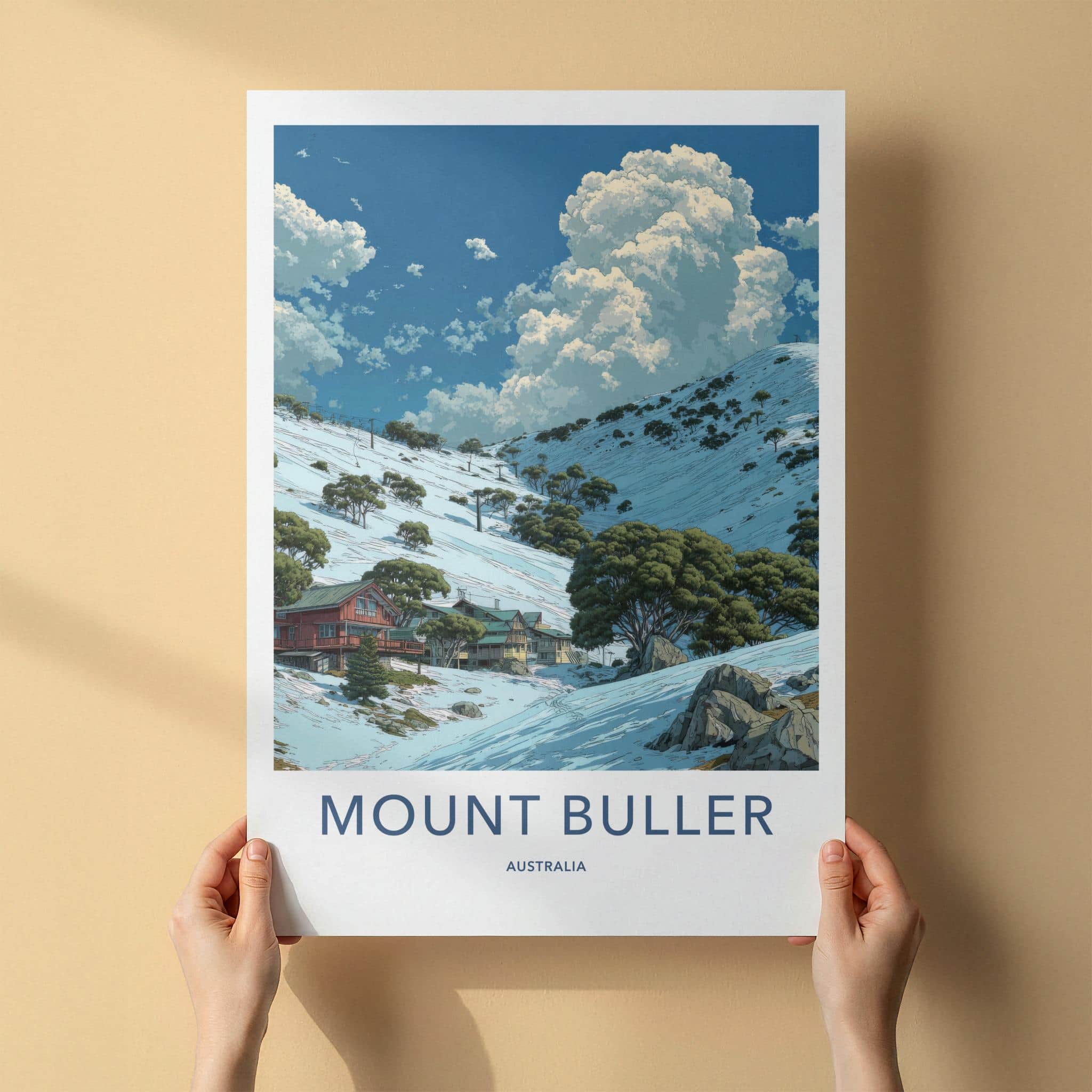 Mount Buller Poster - Australia Travel Art - Snowy Mountain Village Home Decor