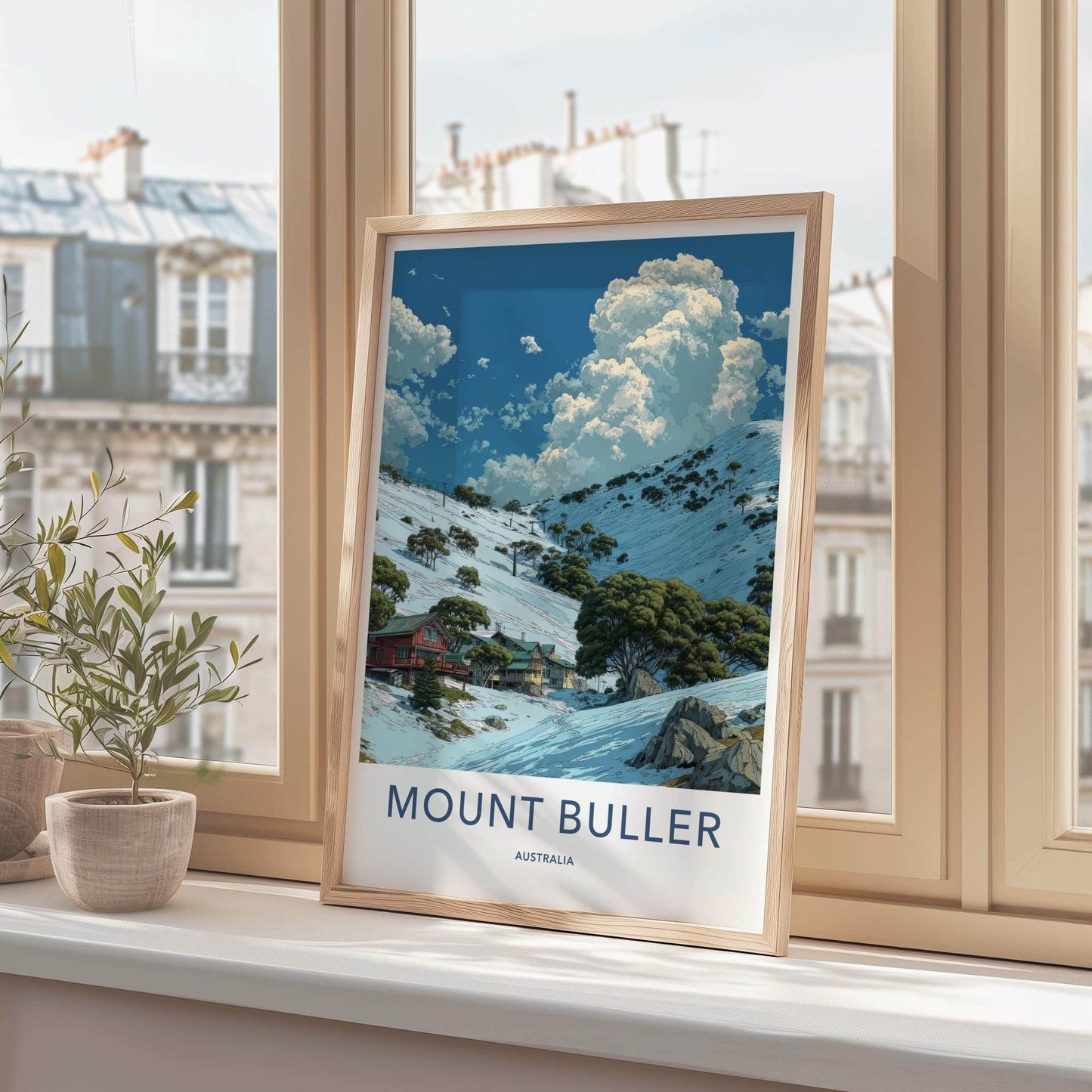 Mount Buller Poster - Australia Travel Art - Snowy Mountain Village Home Decor
