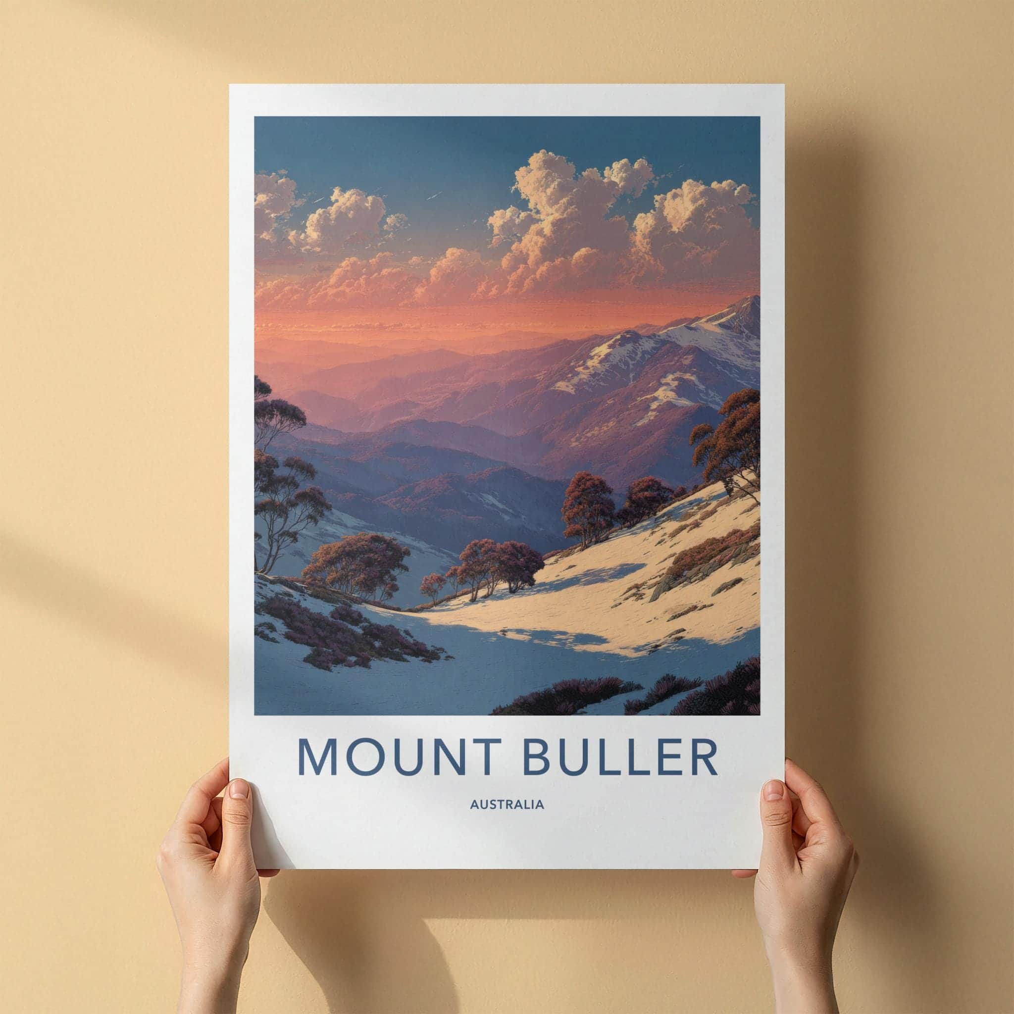 Mount Buller Poster - Australia Wall Art - Mountain Trees Sunset Home Decor