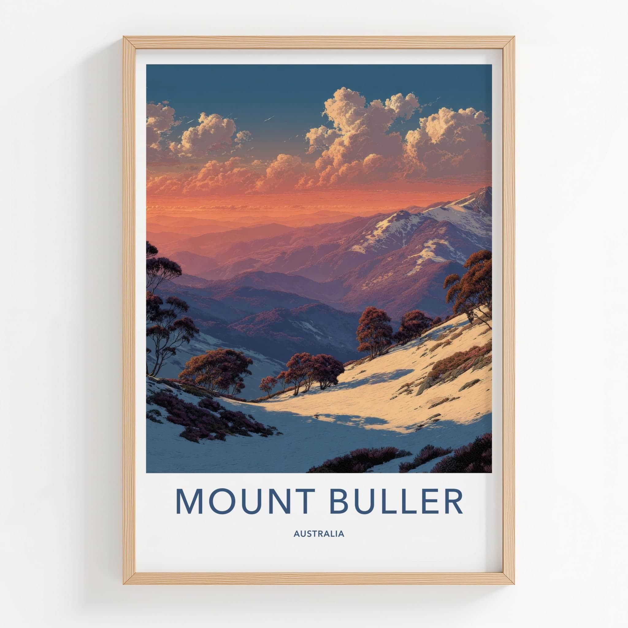 Mount Buller Poster - Australia Wall Art - Mountain Trees Sunset Home Decor