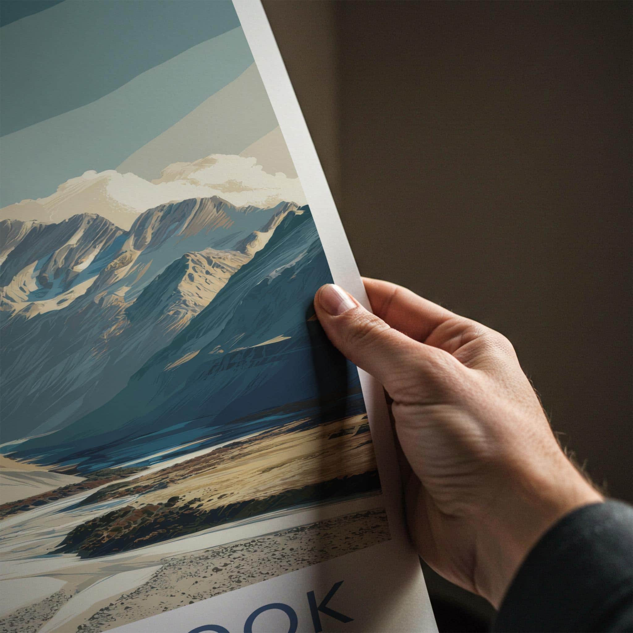 Mount Cook Poster - New Zealand Travel Art - Snowy Mountain River Home Decor