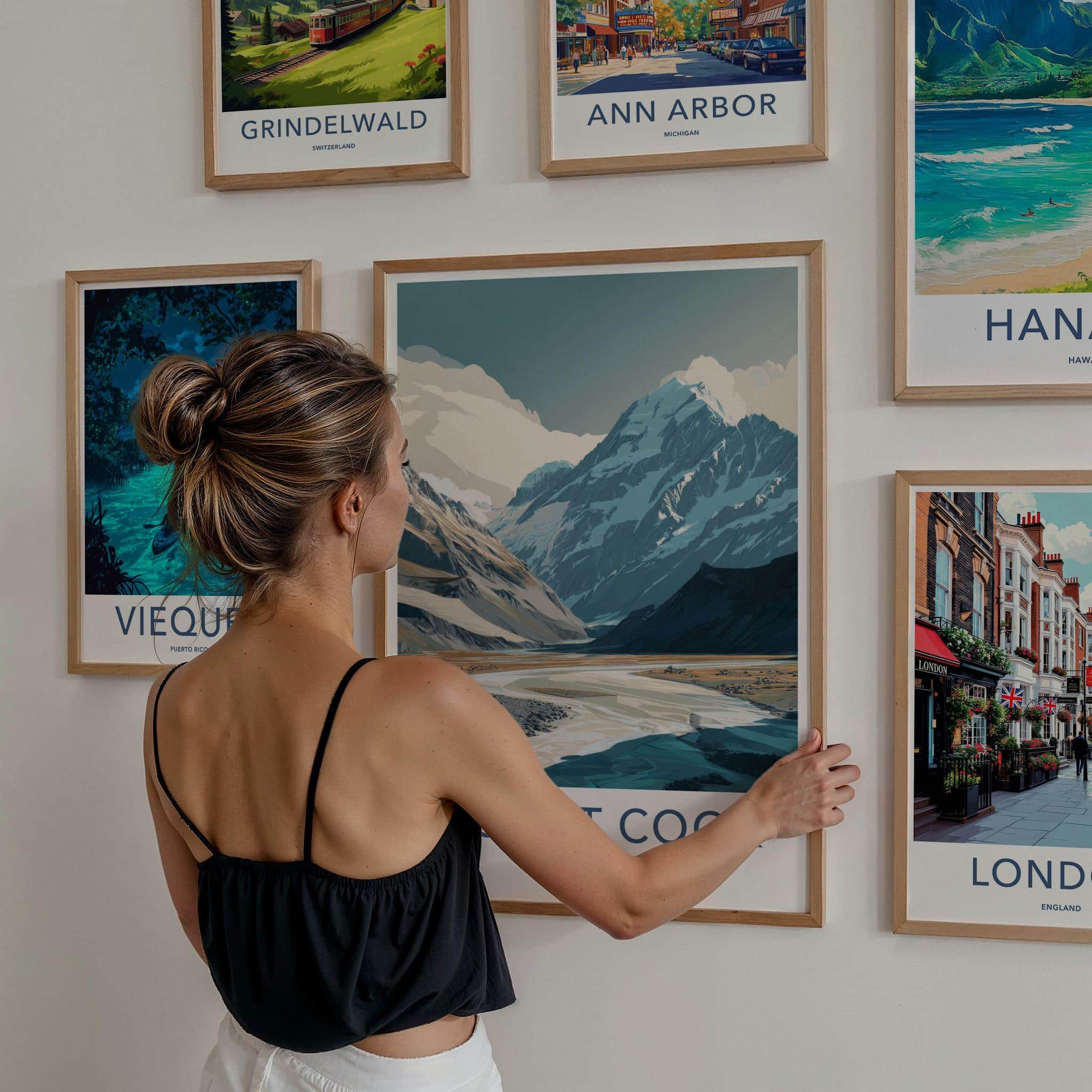 Mount Cook Poster - New Zealand Wall Art - Glacial River Valley Home Decor