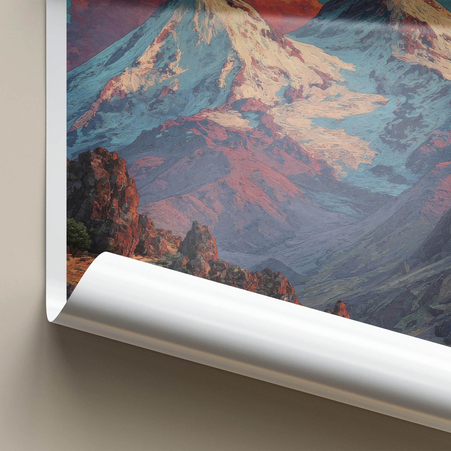 Mount Elbrus Poster - Russia Art Print - Snowy Peaks Clouds Home Decor