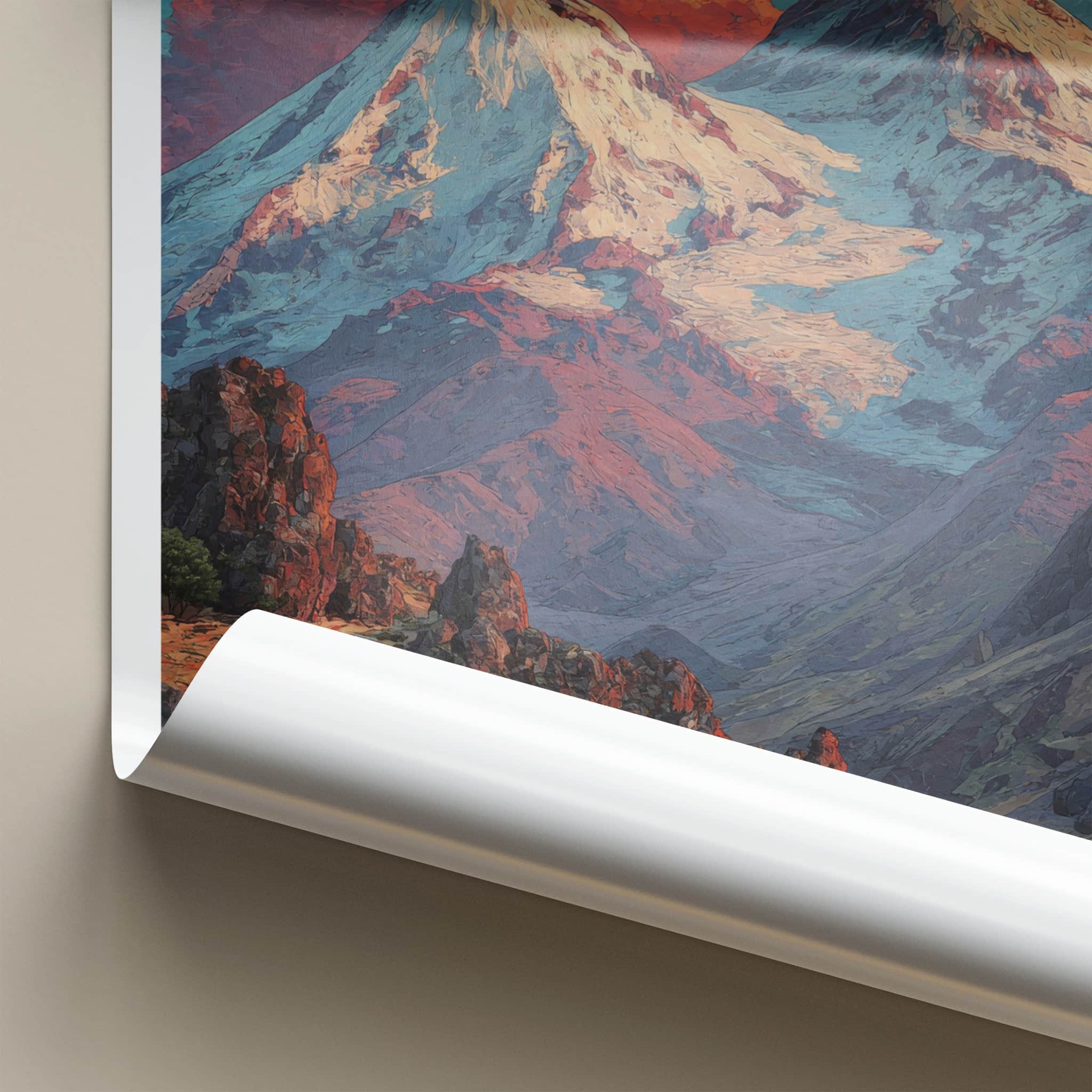 Mount Elbrus Poster - Russia Art Print - Snowy Peaks Clouds Home Decor