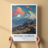 Mount Elbrus Poster - Russia Travel Print - Snow Capped Peaks Gallery Art