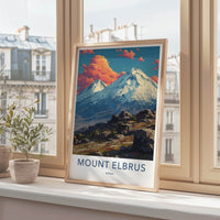 Mount Elbrus Poster - Russia Travel Print - Snow Capped Peaks Gallery Art