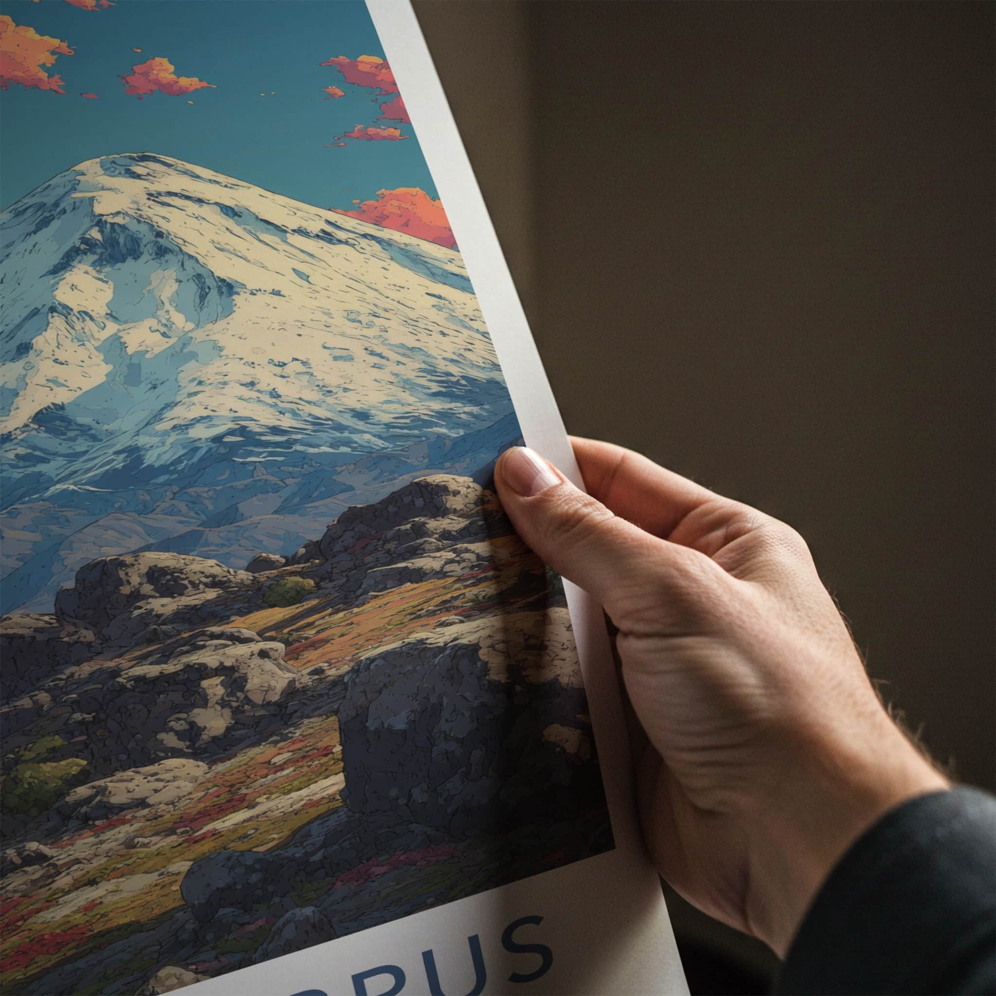 Mount Elbrus Poster - Russia Travel Print - Snow Capped Peaks Gallery Art
