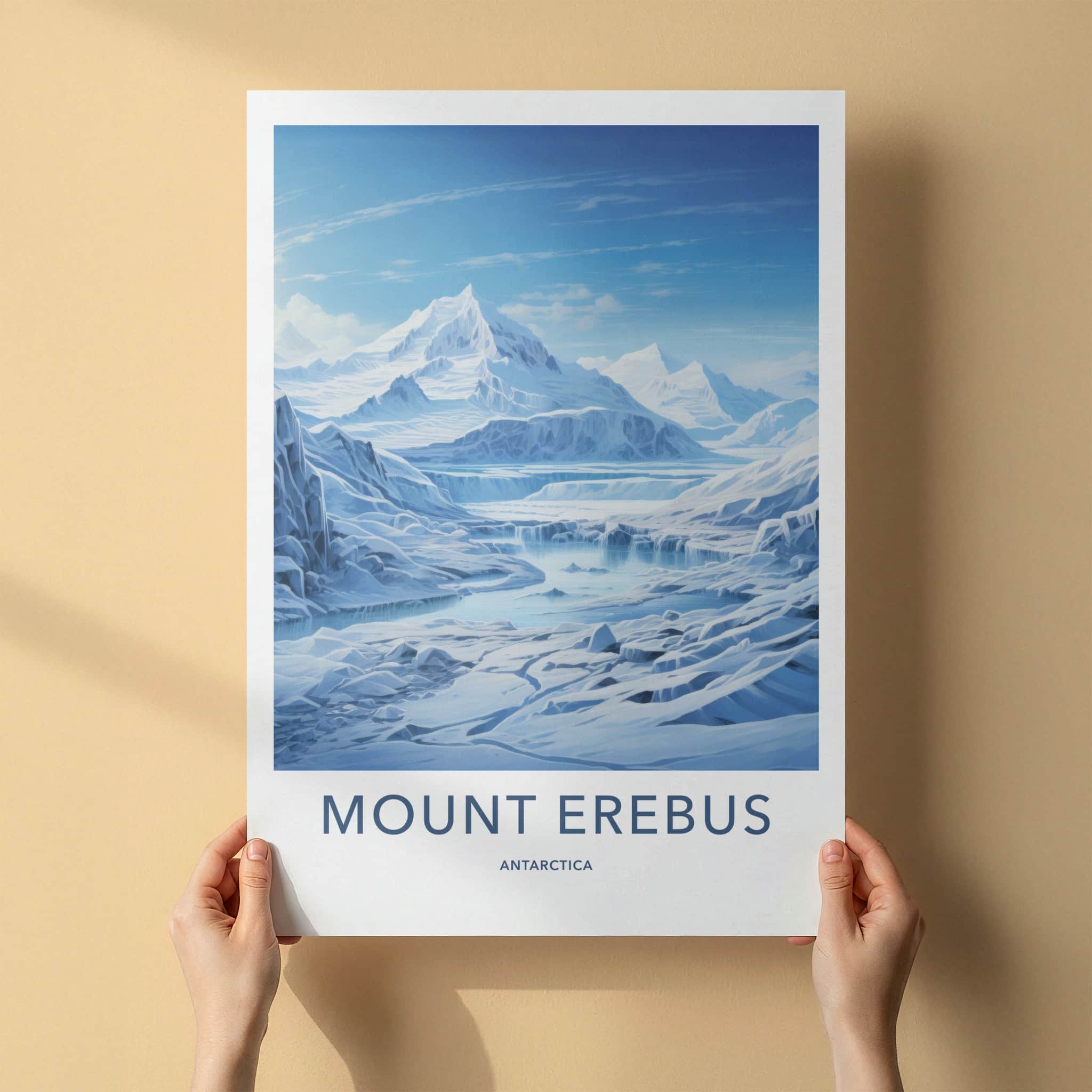 Mount Erebus Poster - Antarctica Travel Art - Frozen Mountain Panorama Home Decor
