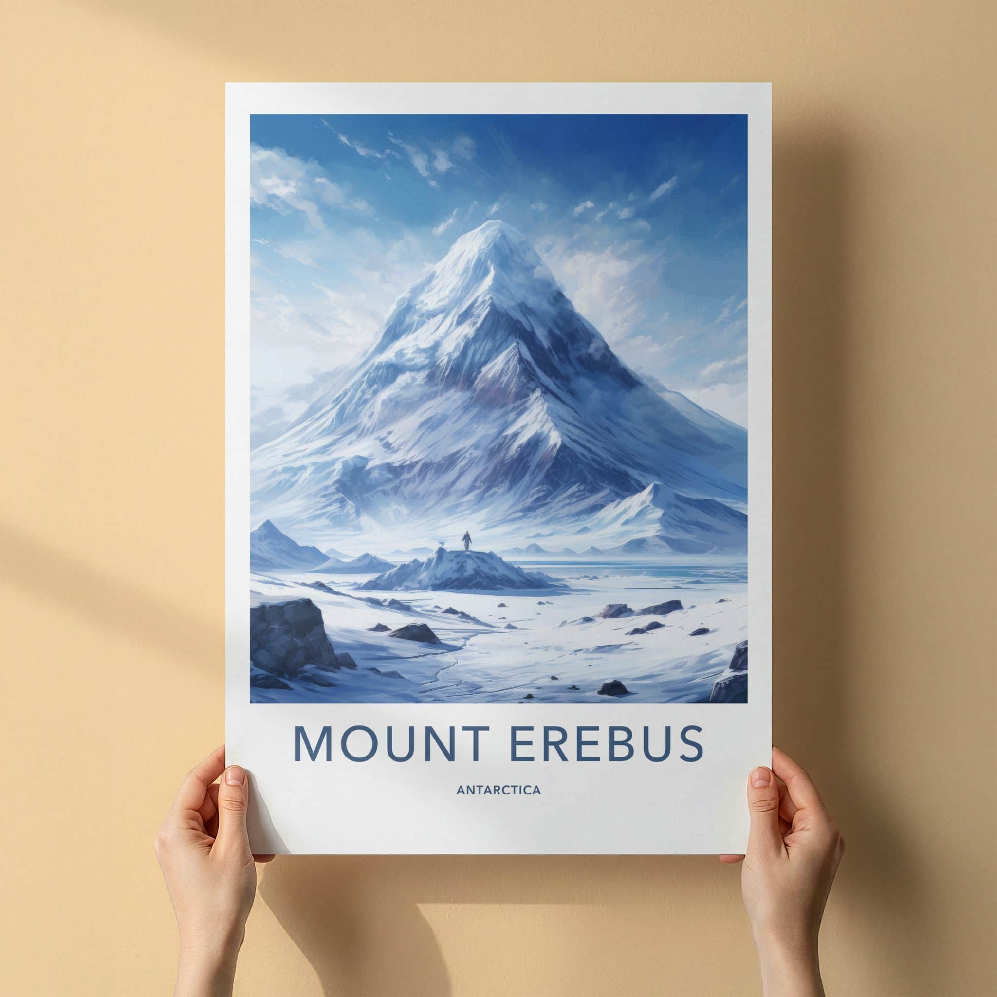 Mount Erebus Poster - Antarctica Travel Art - Frozen Volcanic Landscape Home Decor