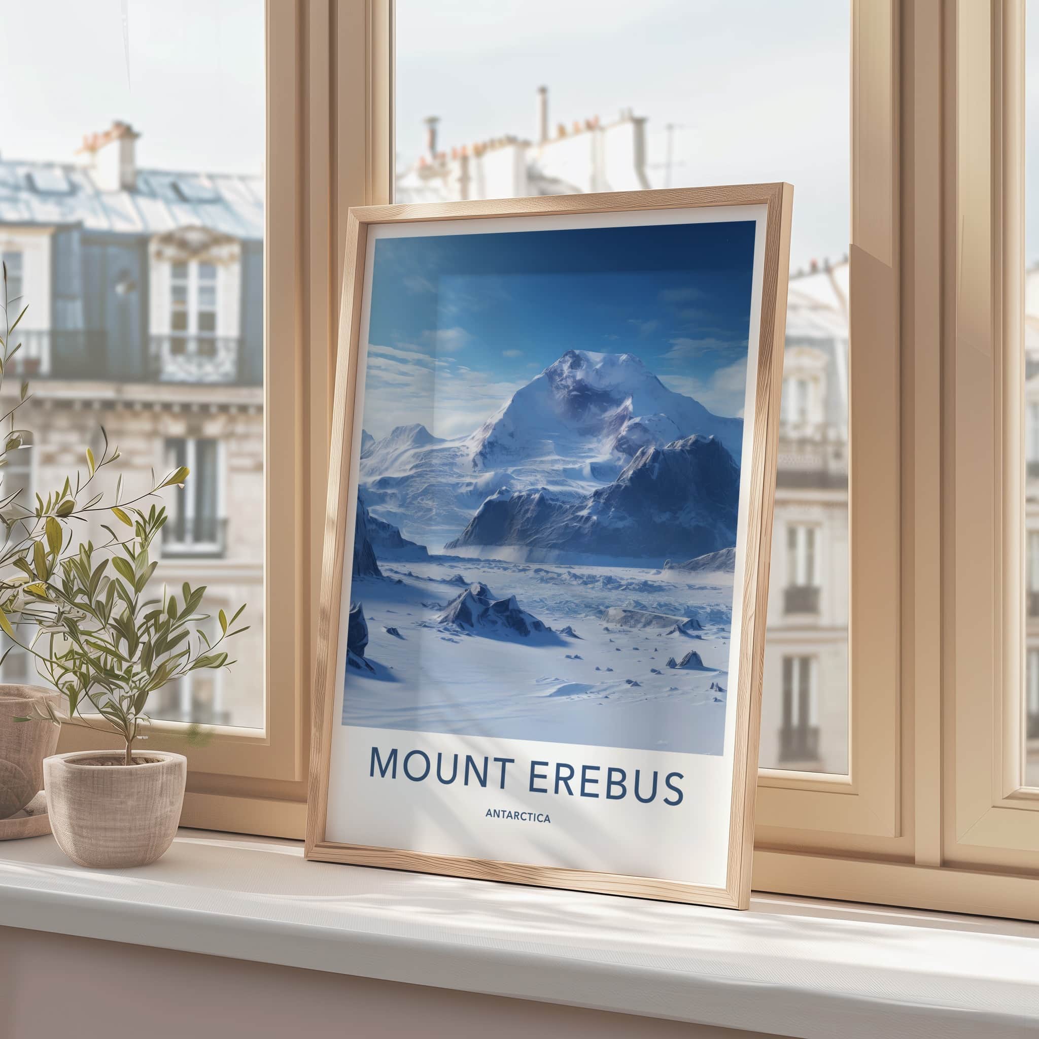Mount Erebus Poster - Antarctica Travel Art - Snowy Mountain Landscape Home Decor