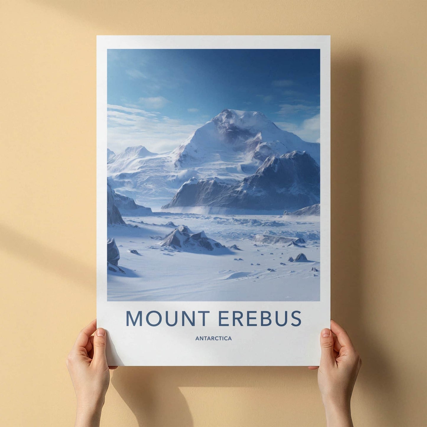 Mount Erebus Poster - Antarctica Travel Art - Snowy Mountain Landscape Home Decor