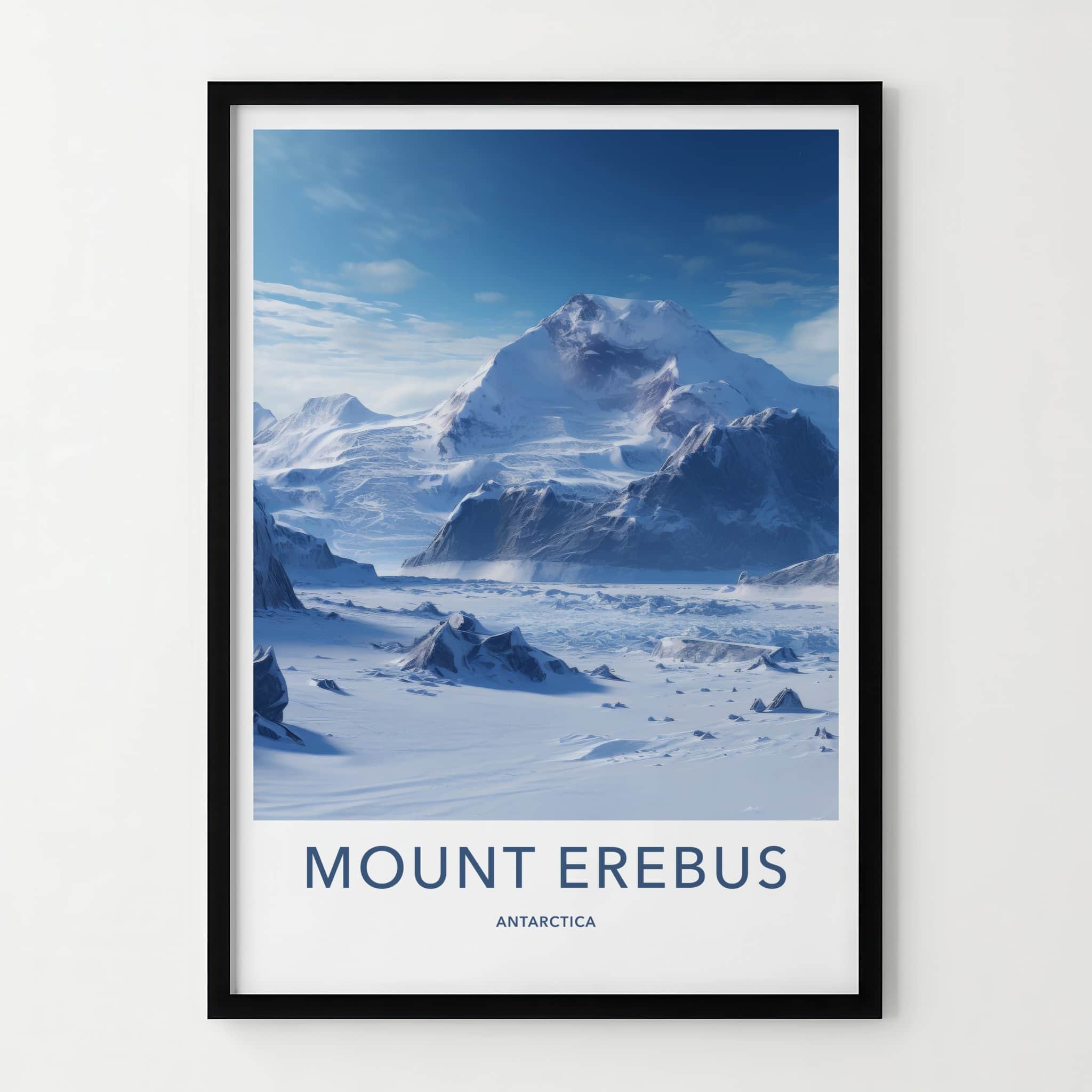 Mount Erebus Poster - Antarctica Travel Art - Snowy Mountain Landscape Home Decor