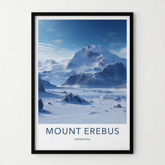 Mount Erebus Poster - Antarctica Travel Art - Snowy Mountain Landscape Home Decor