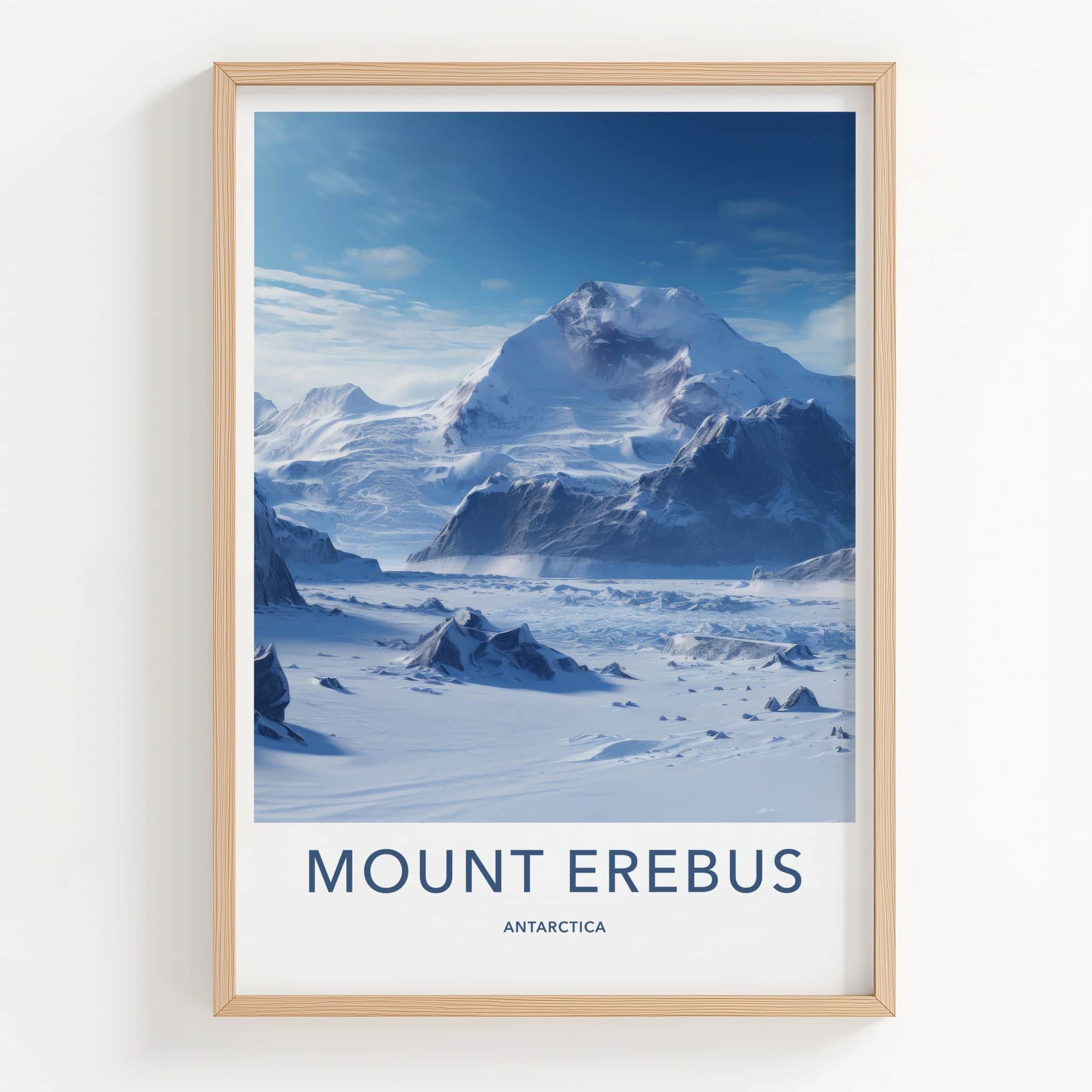 Mount Erebus Poster - Antarctica Travel Art - Snowy Mountain Landscape Home Decor
