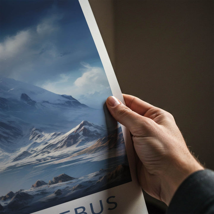Mount Erebus Poster - Antarctica Travel Art - Snowy Mountain Vista Home Decor