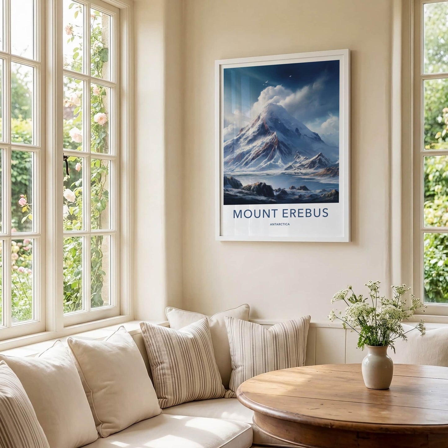 Mount Erebus Poster - Antarctica Travel Art - Snowy Mountain Vista Home Decor