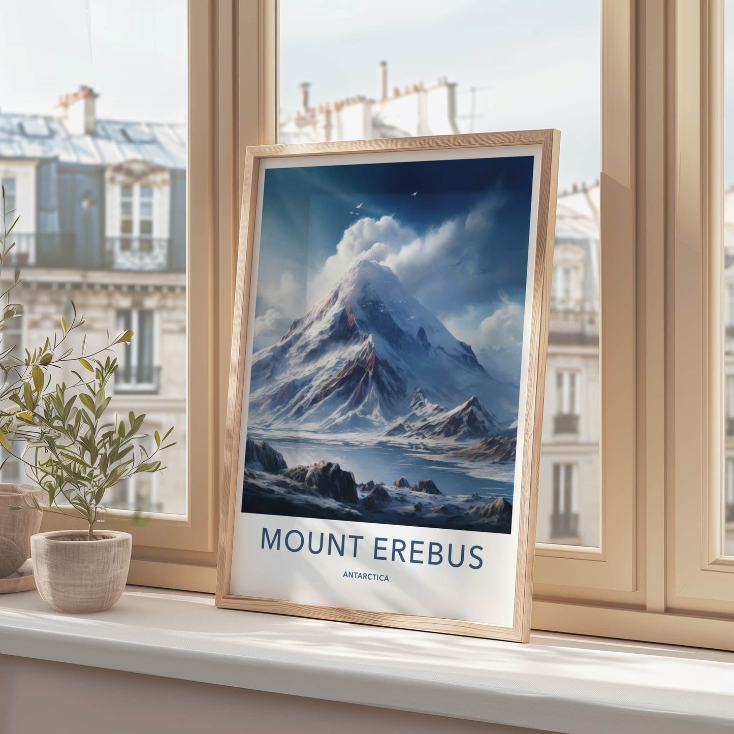 Mount Erebus Poster - Antarctica Travel Art - Snowy Mountain Vista Home Decor