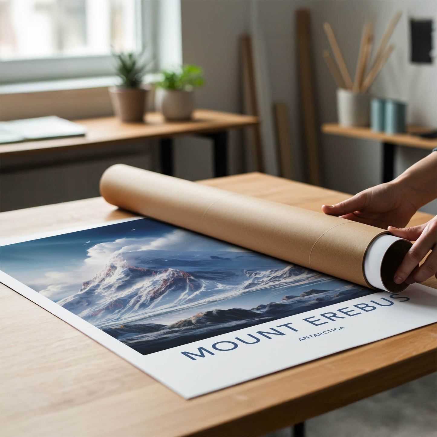 Mount Erebus Poster - Antarctica Travel Art - Snowy Mountain Vista Home Decor