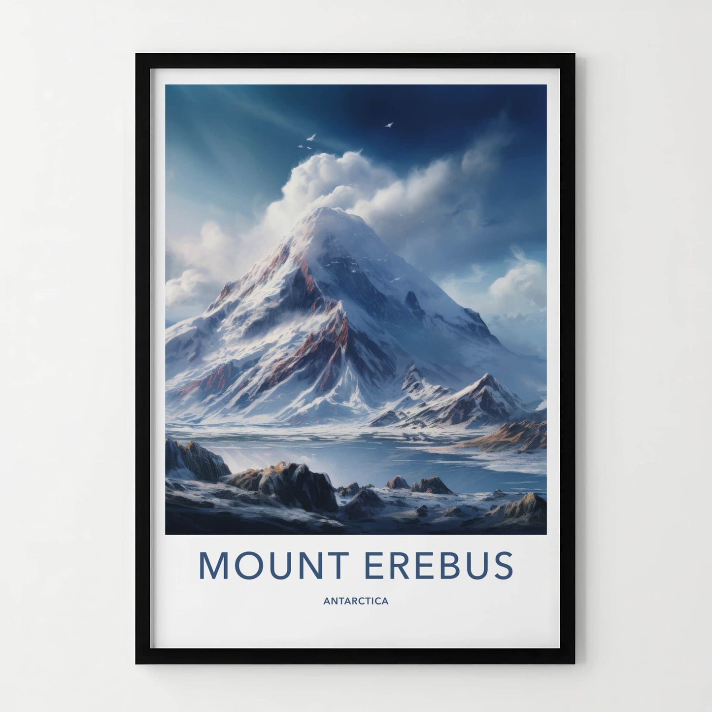 Mount Erebus Poster - Antarctica Travel Art - Snowy Mountain Vista Home Decor